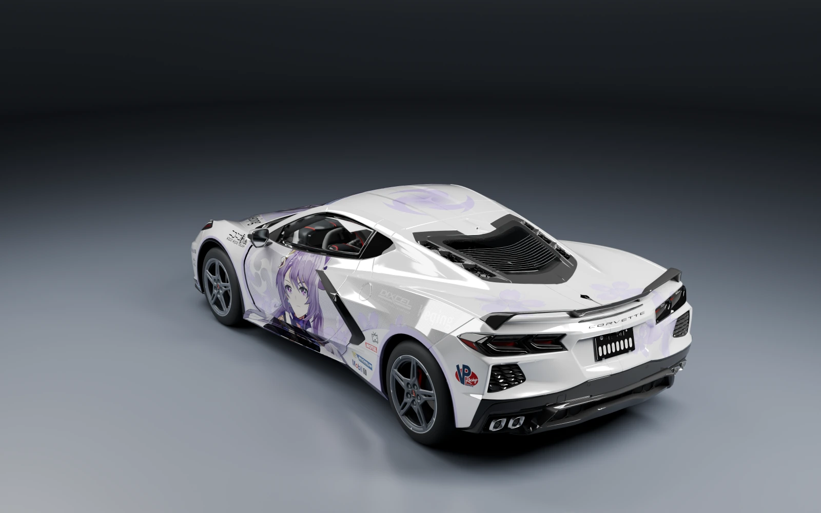 Chevrolet Corvette Stingray 2020 × 刻晴 · リア斜め · スタジオ