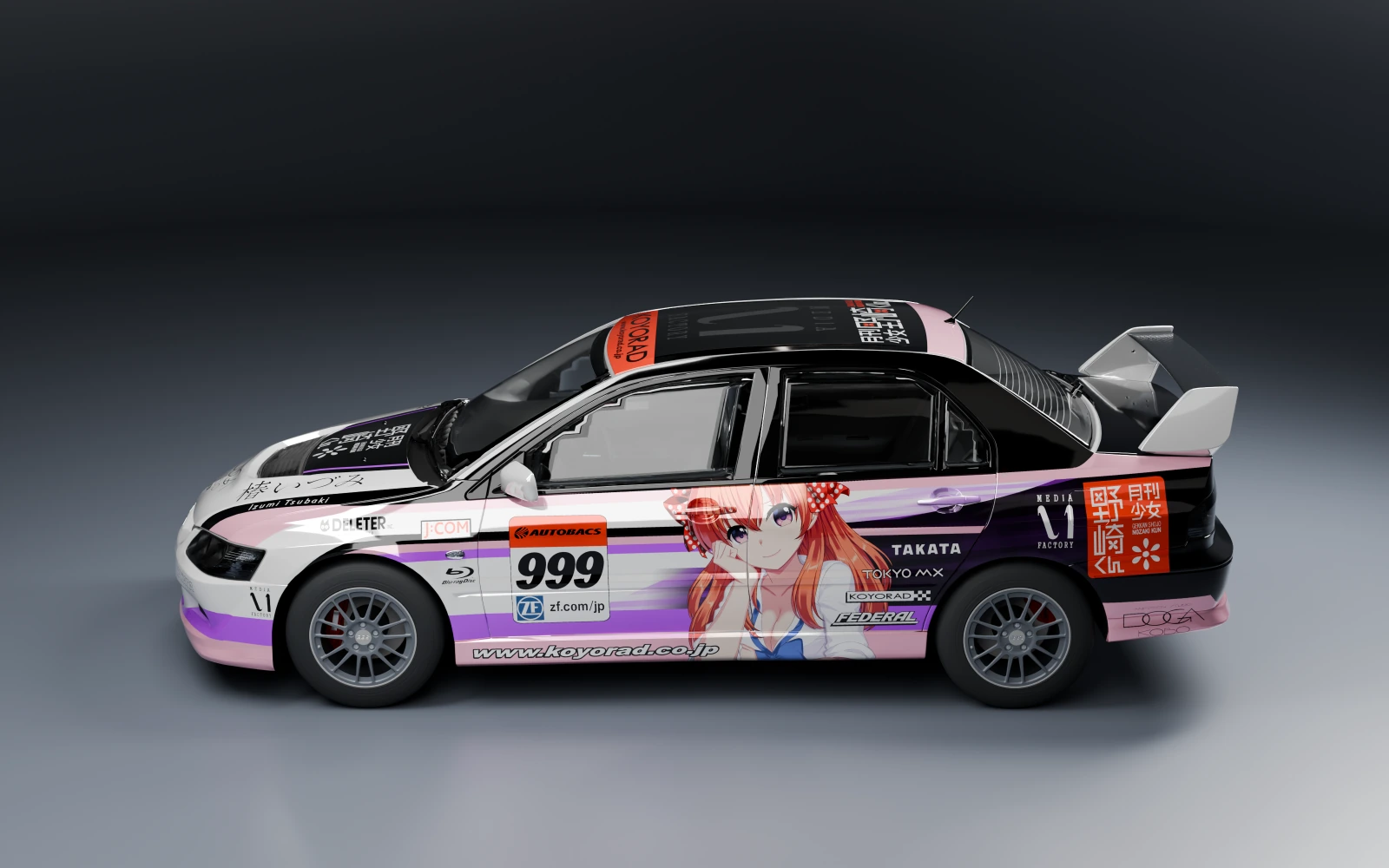 Mitsubishi Lancer Evolution VIII MR 2004 × Chiyo Sakura · Side profile · Studio