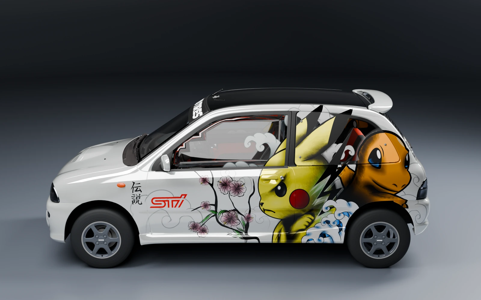Subaru Vivio RX-R 1994 × Pikachu · Side profile · Studio