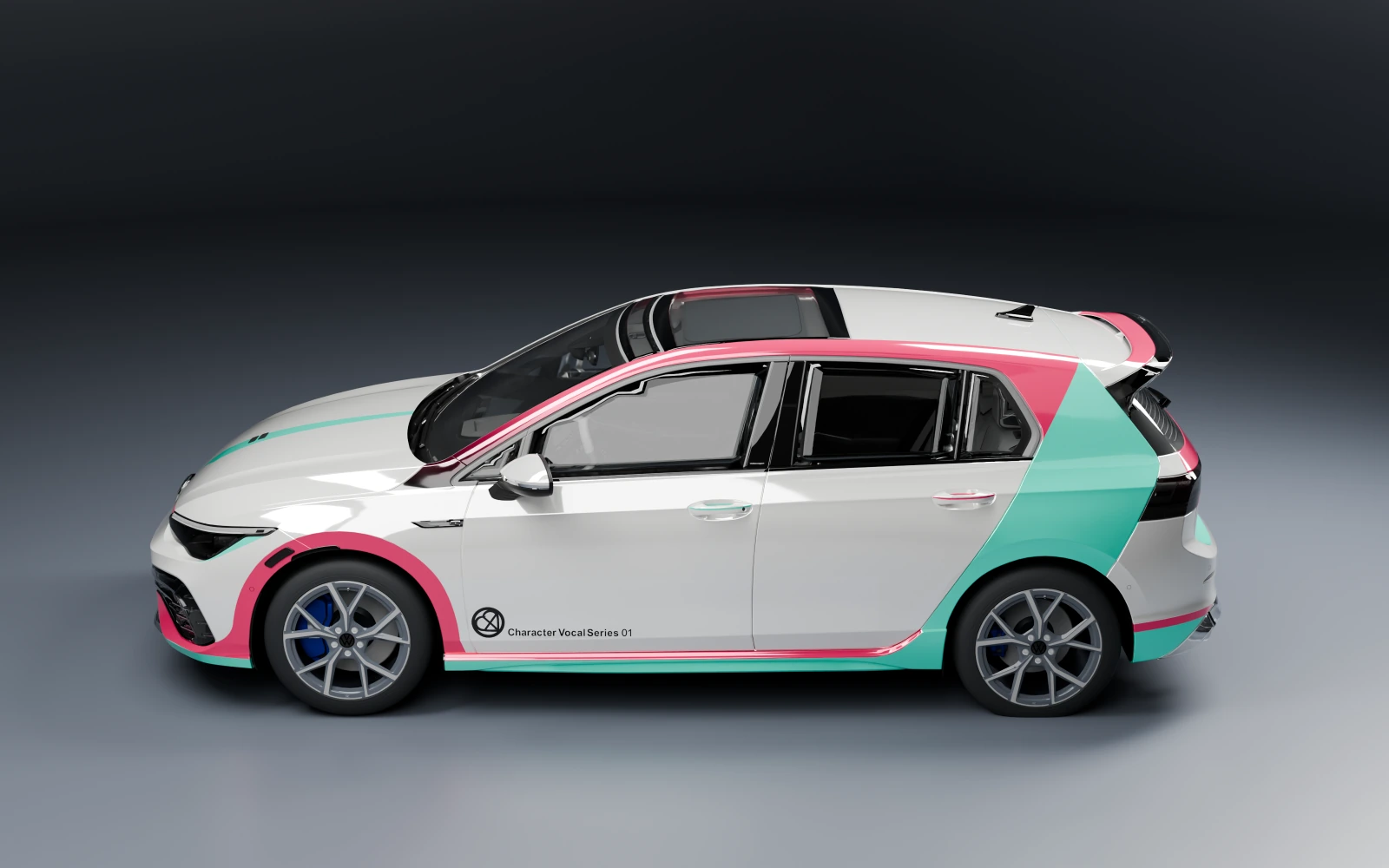 Volkswagen Golf R 2022 × Hatsune Miku · Side profile · Studio