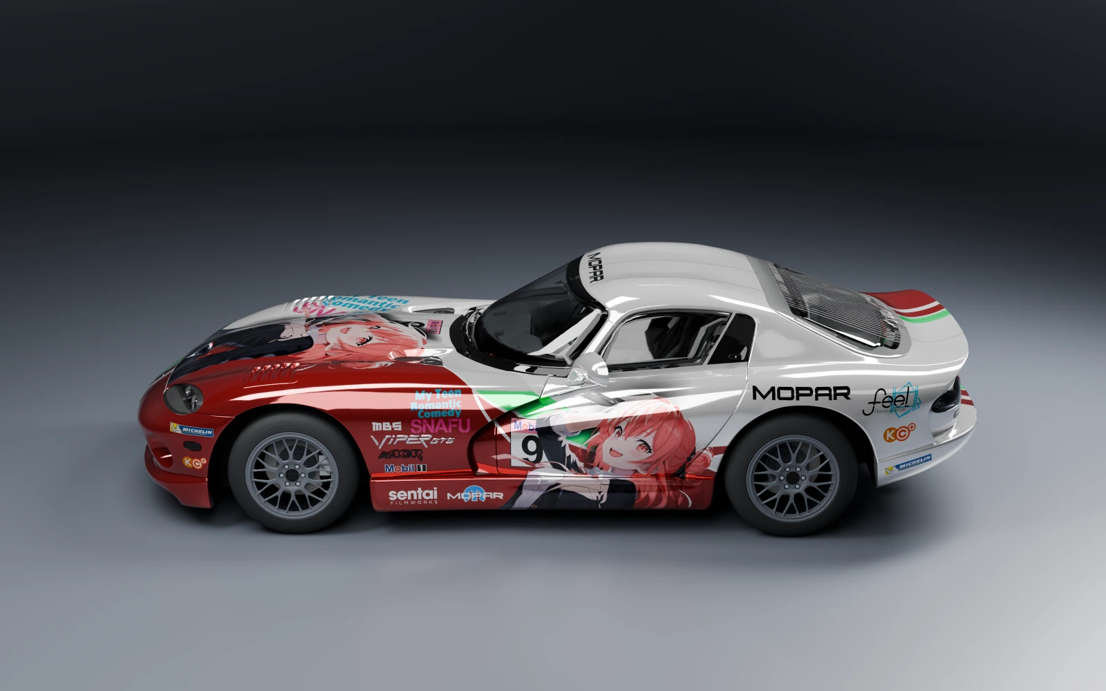 Dodge Viper GTS ACR 1999 × Yui Yuigahama · Side profile · Studio