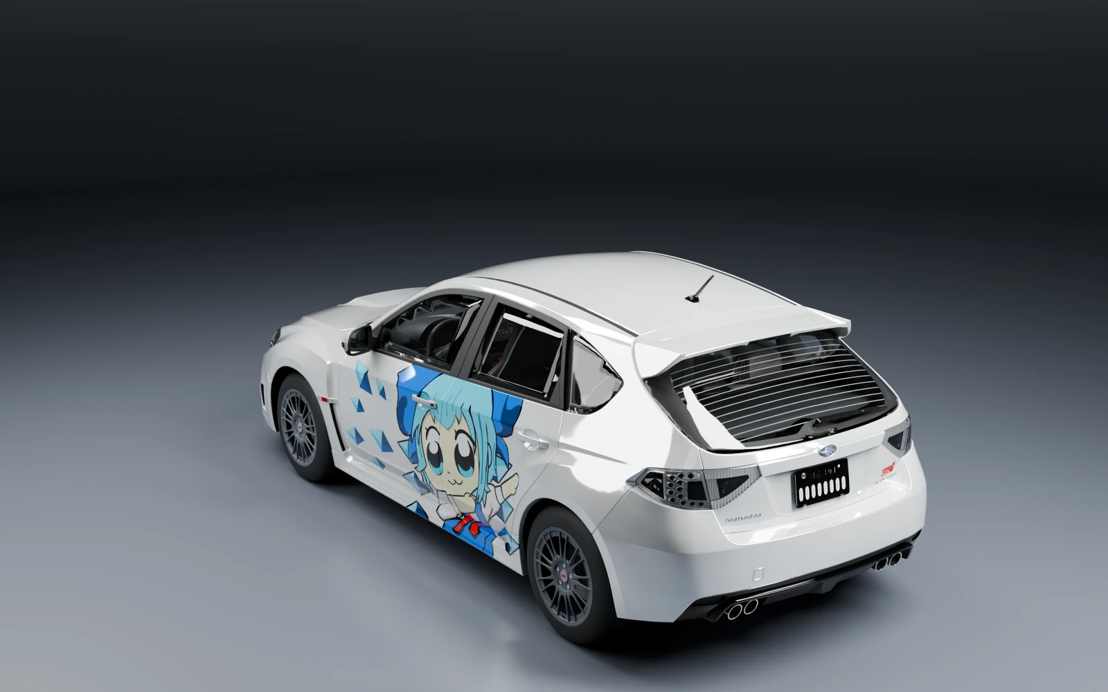 Subaru Impreza WRX STI 2008 × Cirno · Rear quarter · Studio