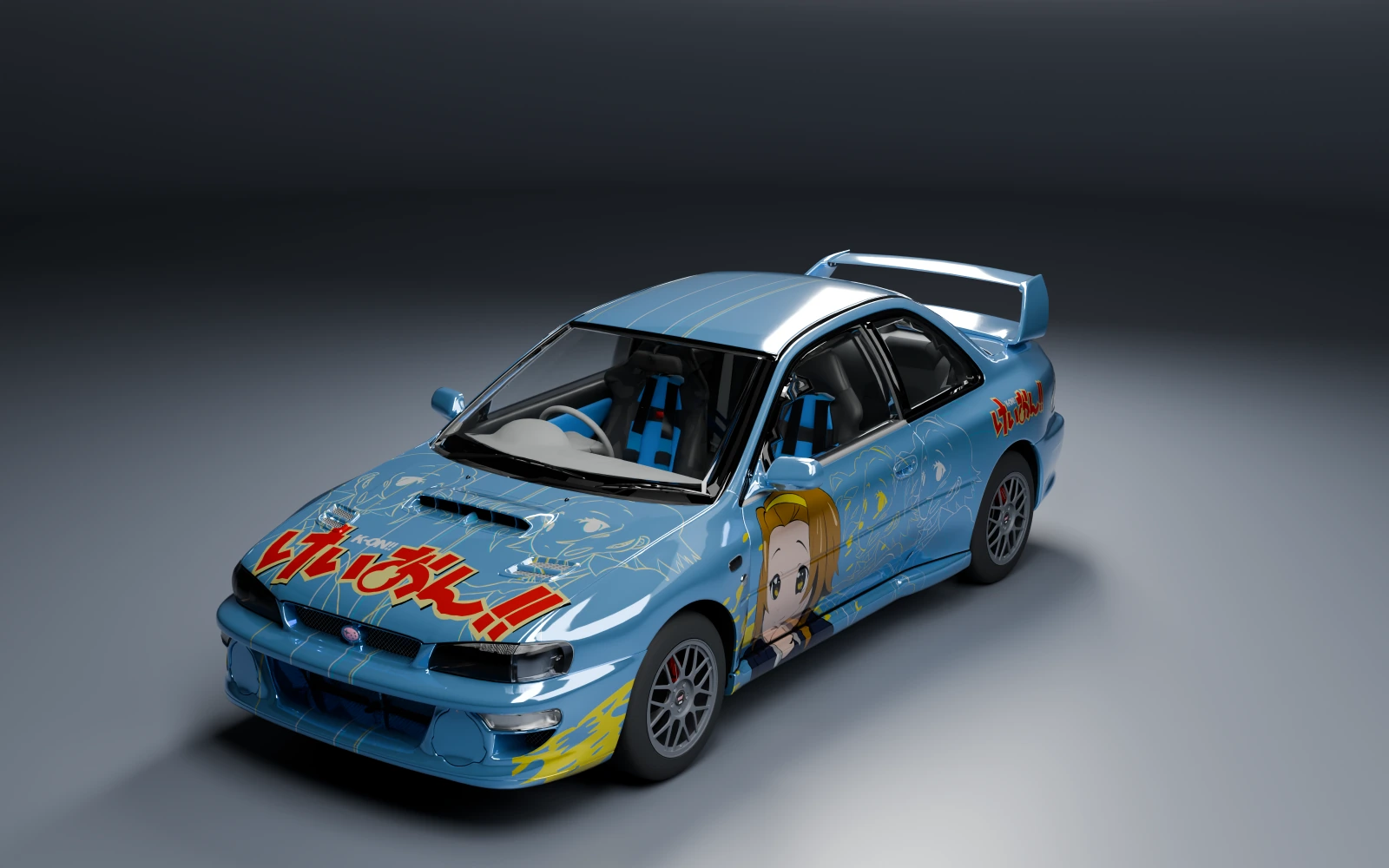 Subaru Impreza 22B STi Version 1998 × Ritsu Tainaka · Front quarter · Studio