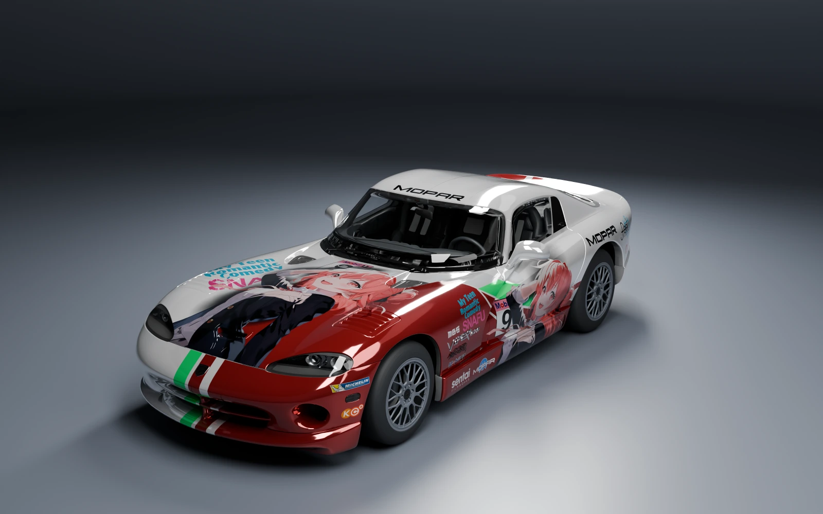 Dodge Viper GTS ACR 1999 × Yui Yuigahama · Front quarter · Studio