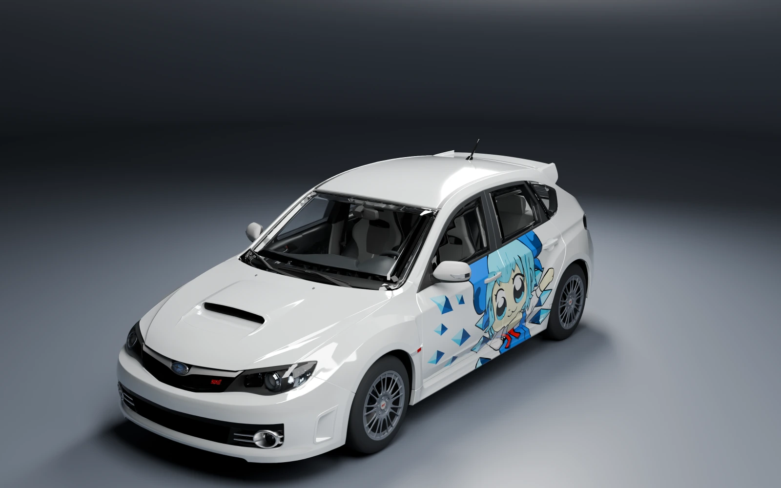 Subaru Impreza WRX STI 2008 × Cirno · Front quarter · Studio