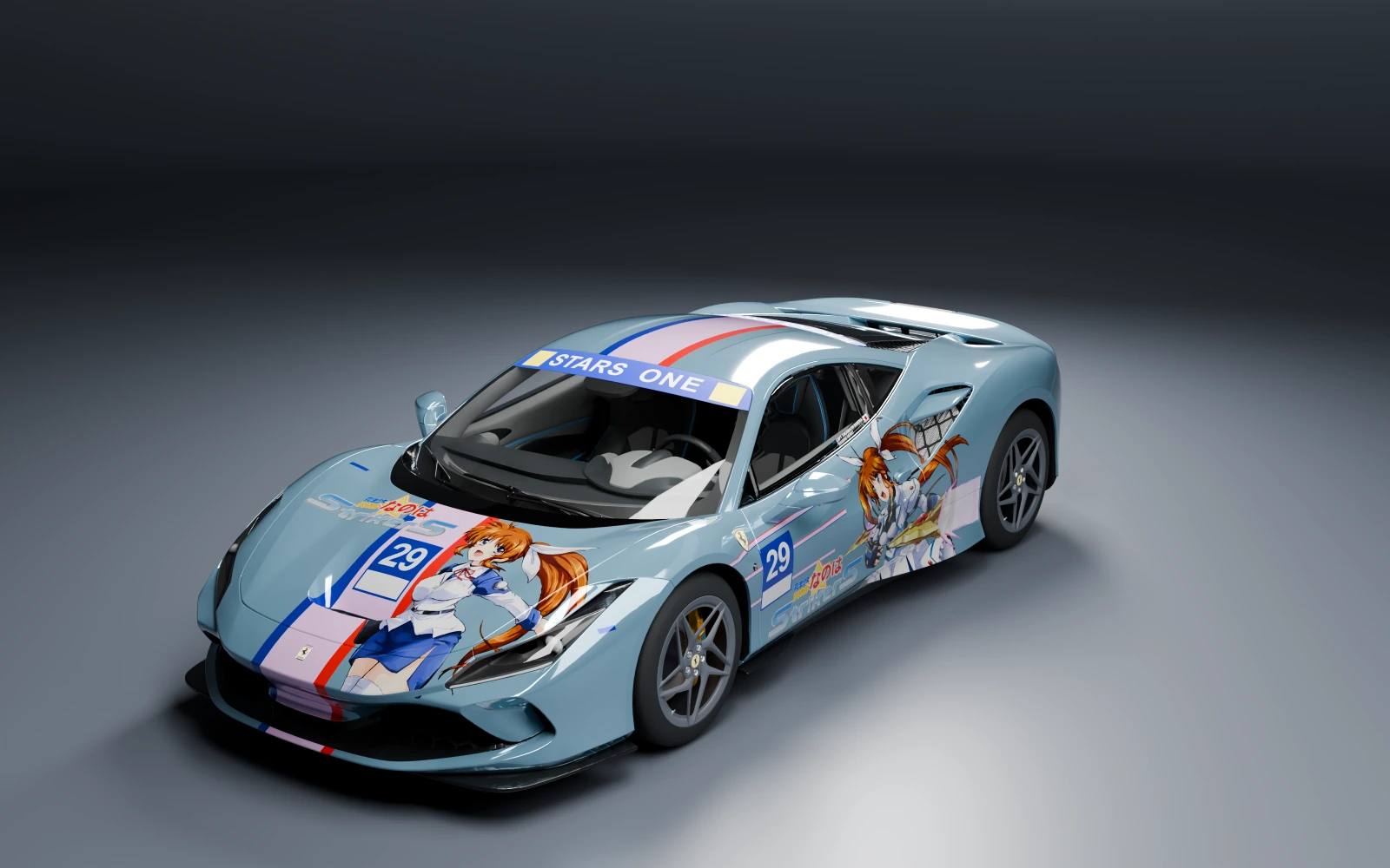 Ferrari F8 Tributo 2019 × Nanoha Takamachi · Front quarter · Studio
