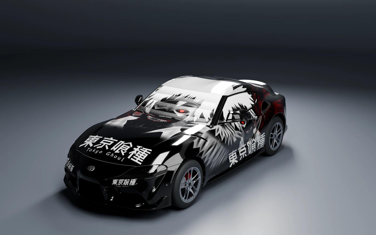 Toyota GR Supra 2020 × Ken Kaneki · Front quarter · Studio