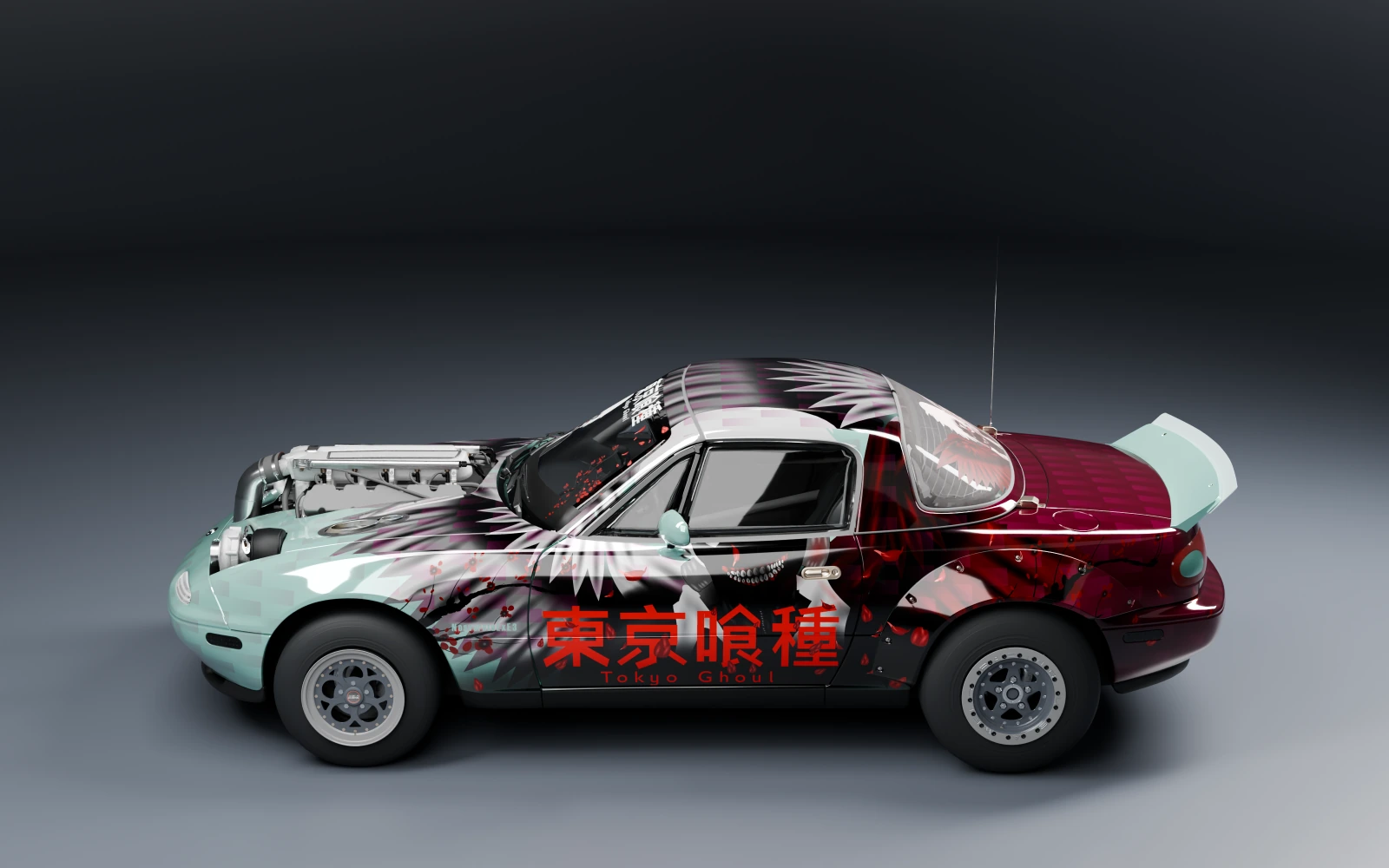 Mazda MX-5 Miata Forza Edition 1994 × Ken Kaneki · Side profile · Studio