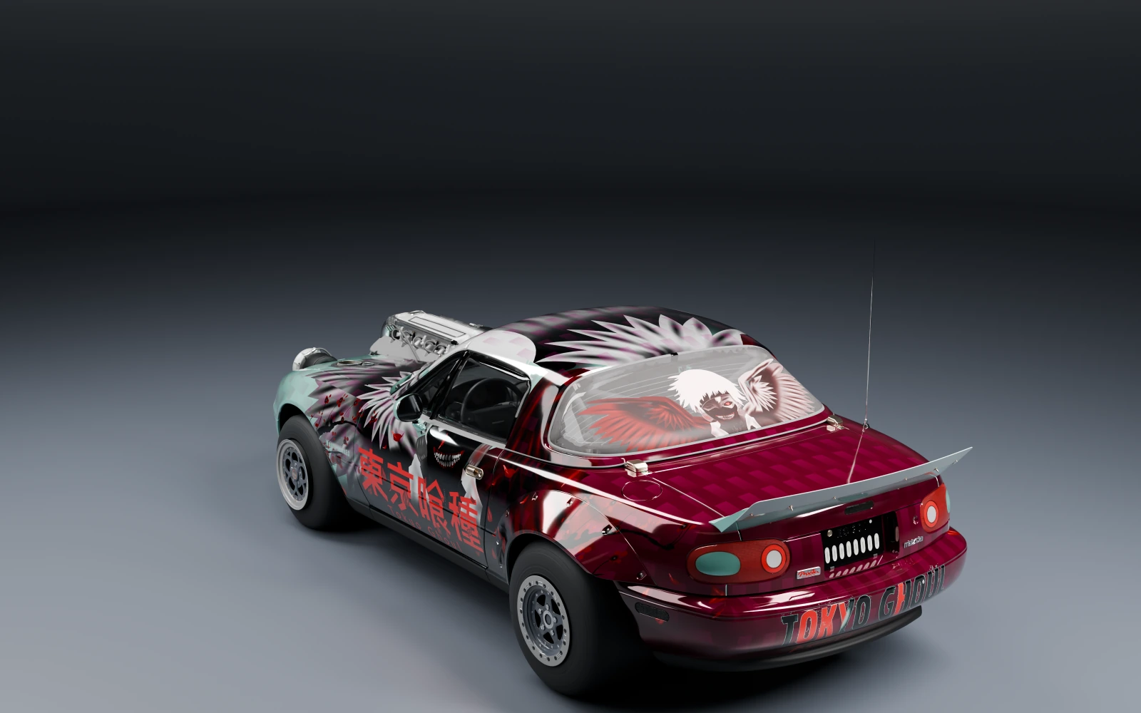 Mazda MX-5 Miata Forza Edition 1994 × Ken Kaneki · Rear quarter · Studio