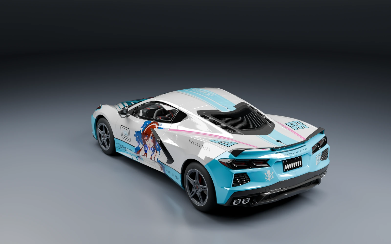 Chevrolet Corvette Stingray 2020 × Nakano Miku · Rear quarter · Studio