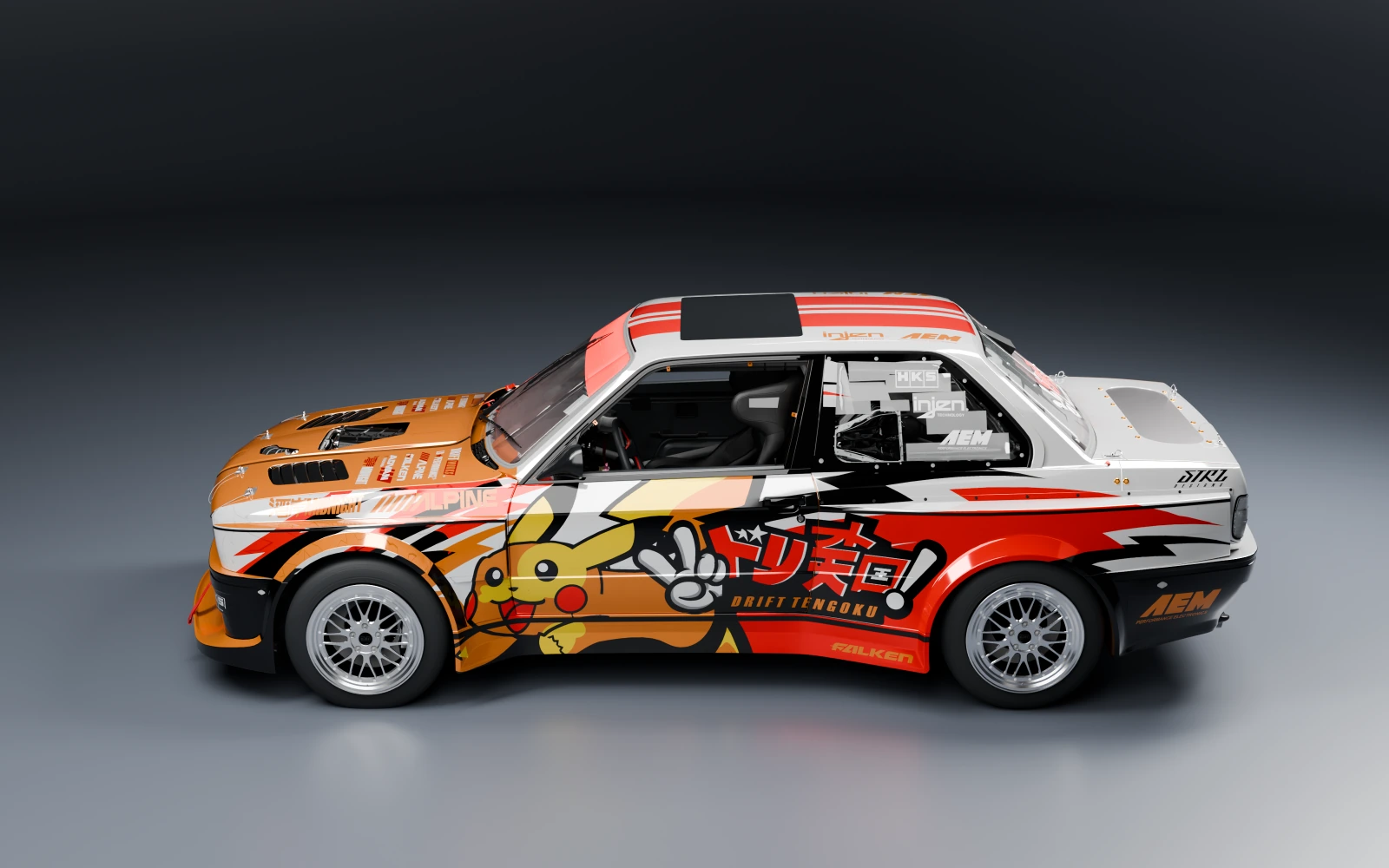 Formula Drift #98 BMW 325i 1989 × ピカチュウ · サイド · スタジオ