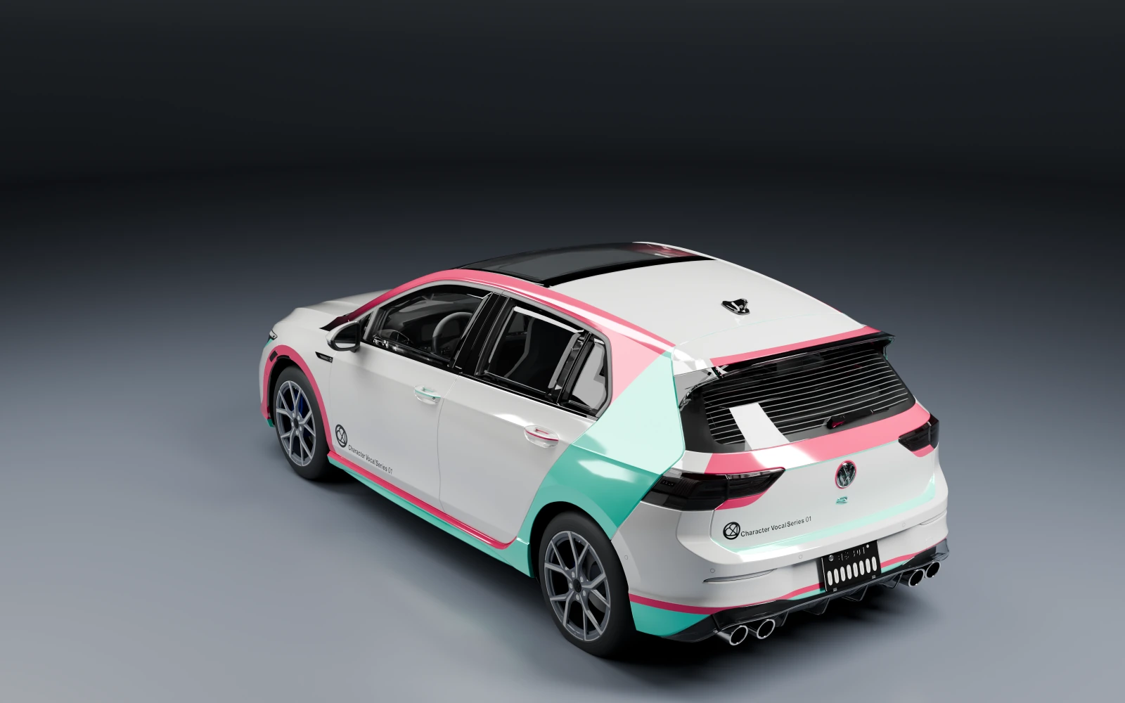 Volkswagen Golf R 2022 × Hatsune Miku · Rear quarter · Studio