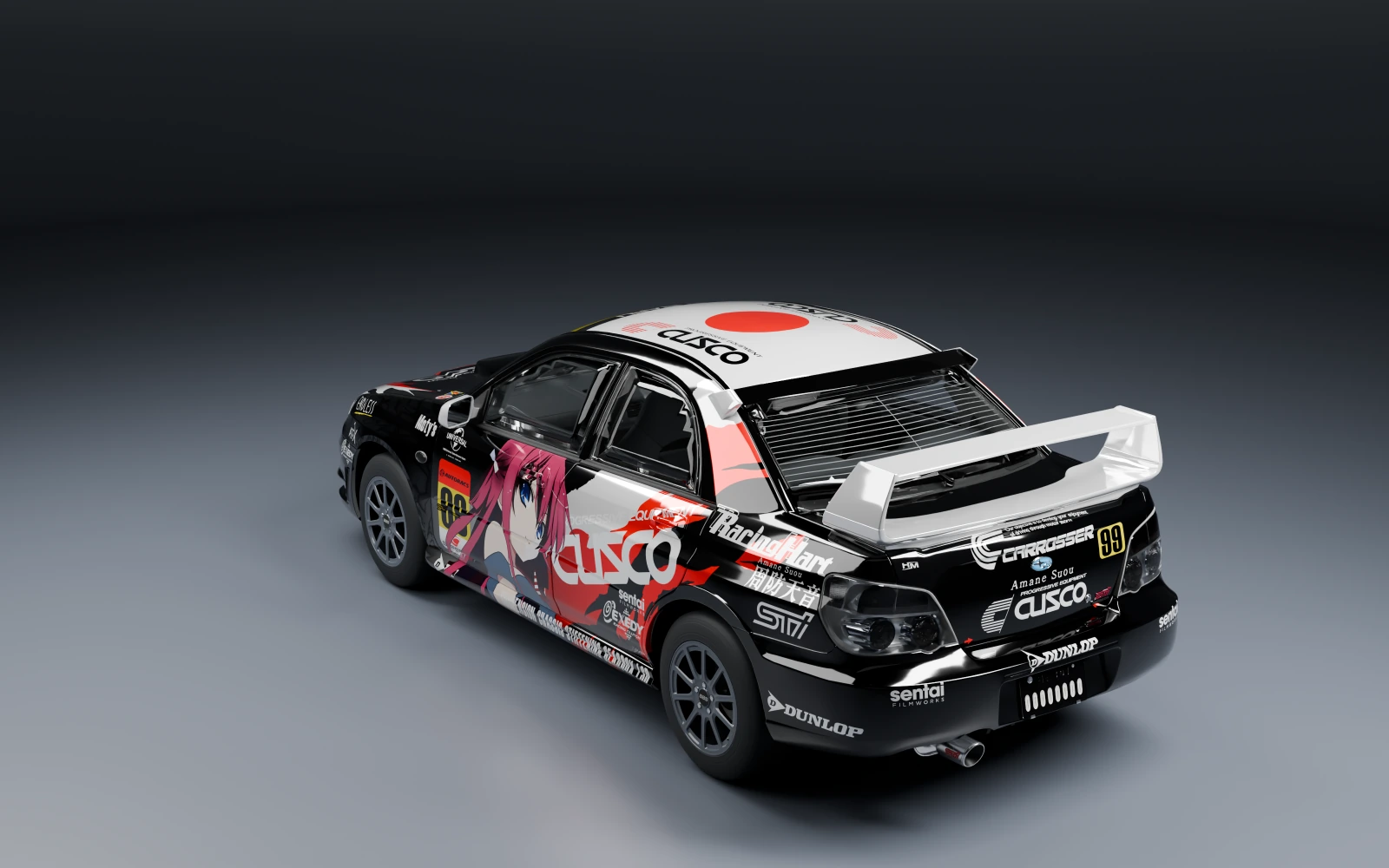 Subaru Impreza WRX STI 2005 × Amane Suou · Rear quarter · Studio