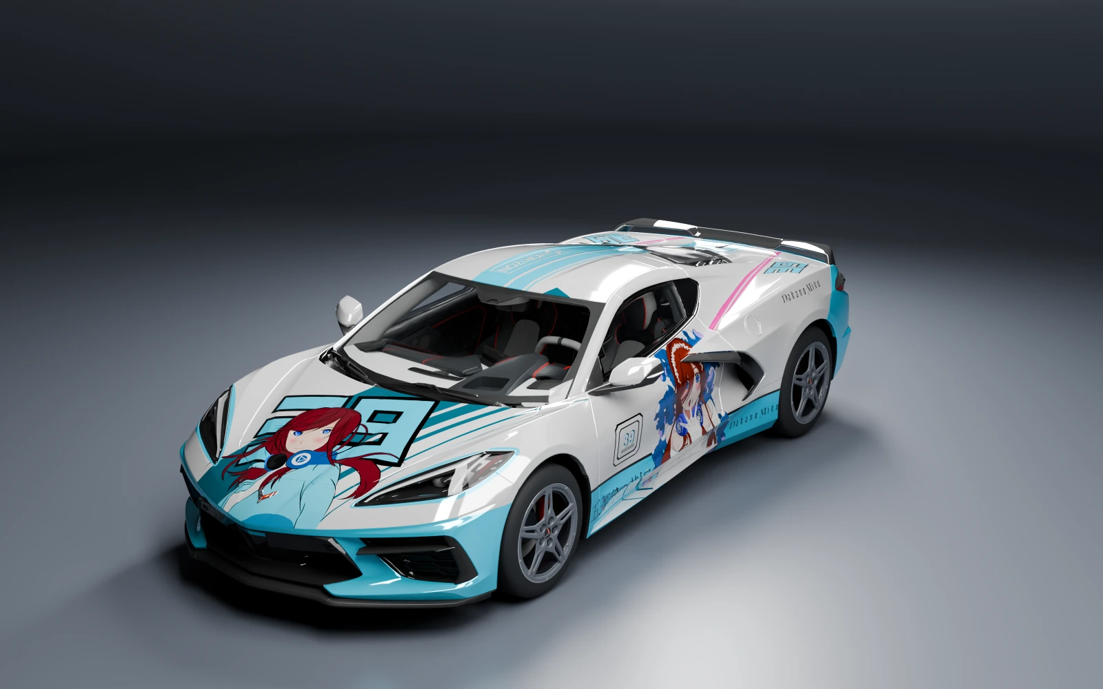 Chevrolet Corvette Stingray 2020 × Nakano Miku · Front quarter · Studio