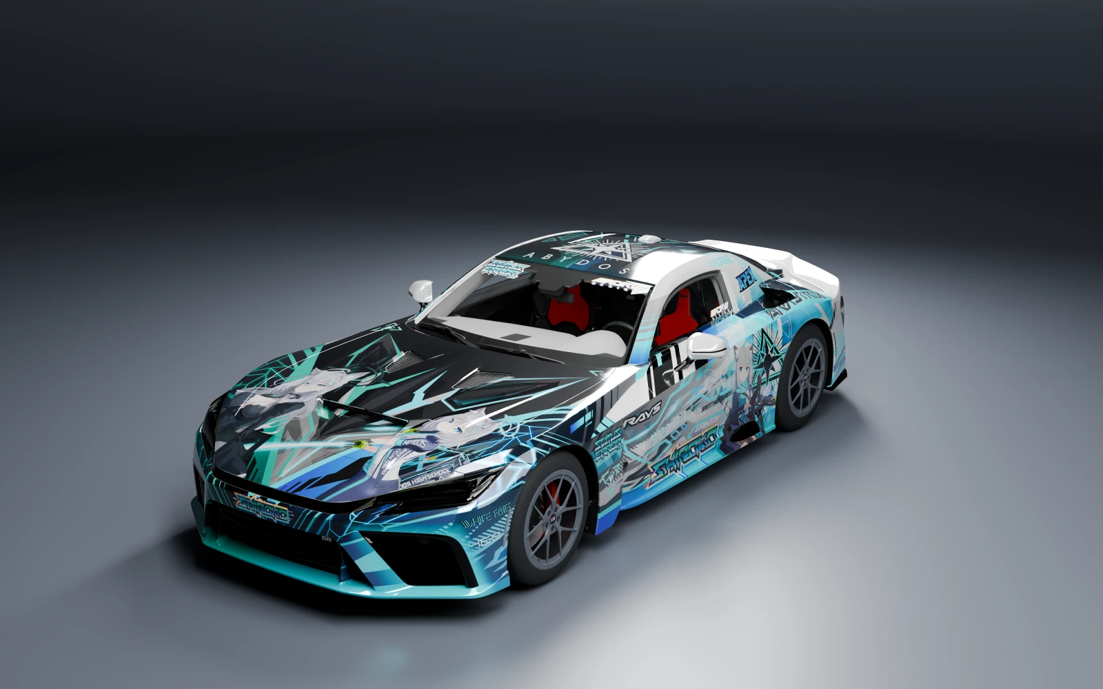 Toyota GR GT Prototype 2025 × Sunaookami Shiroko · Front quarter · Studio
