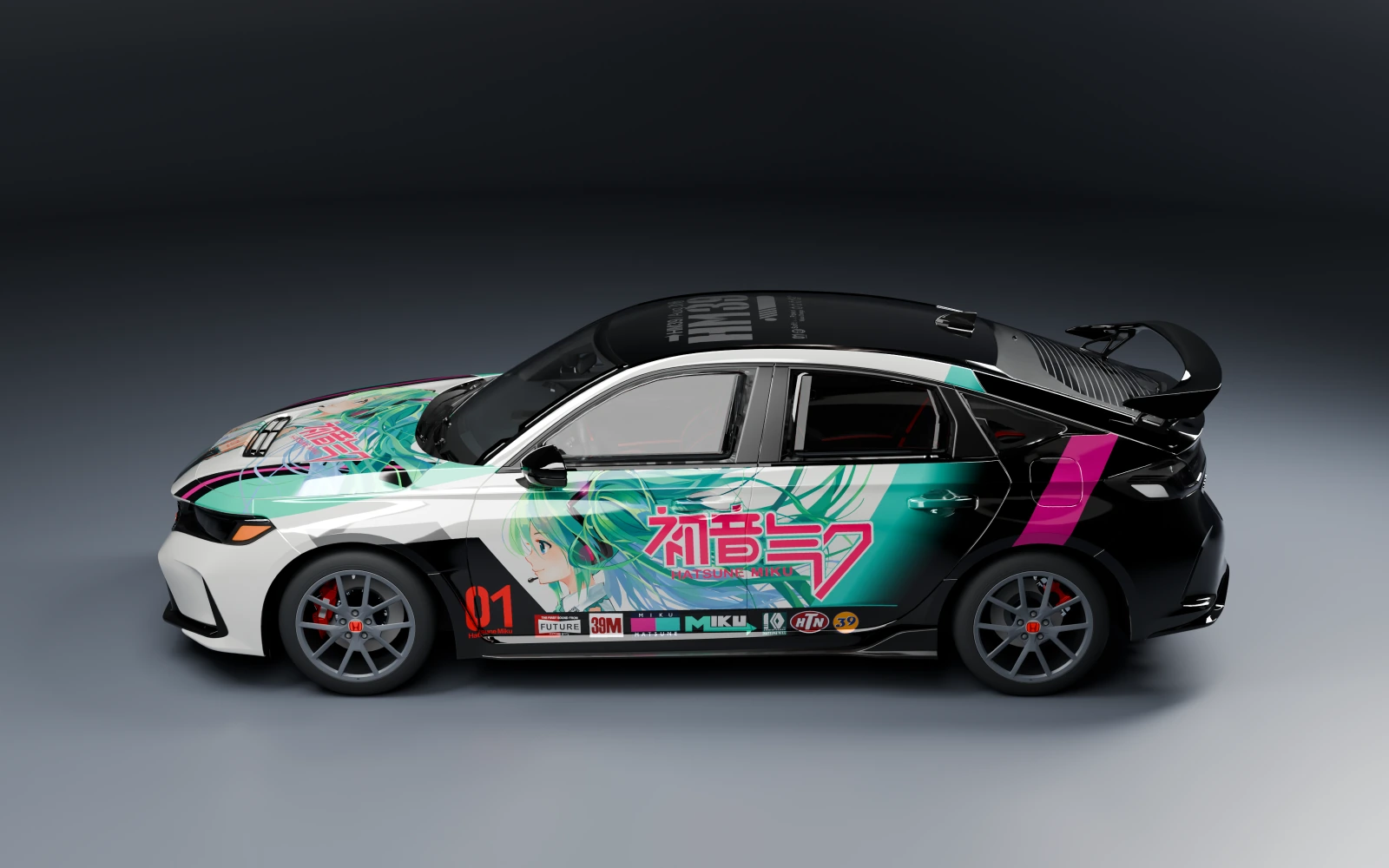 Honda Civic Type R 2023 × 初音ミク · サイド · スタジオ