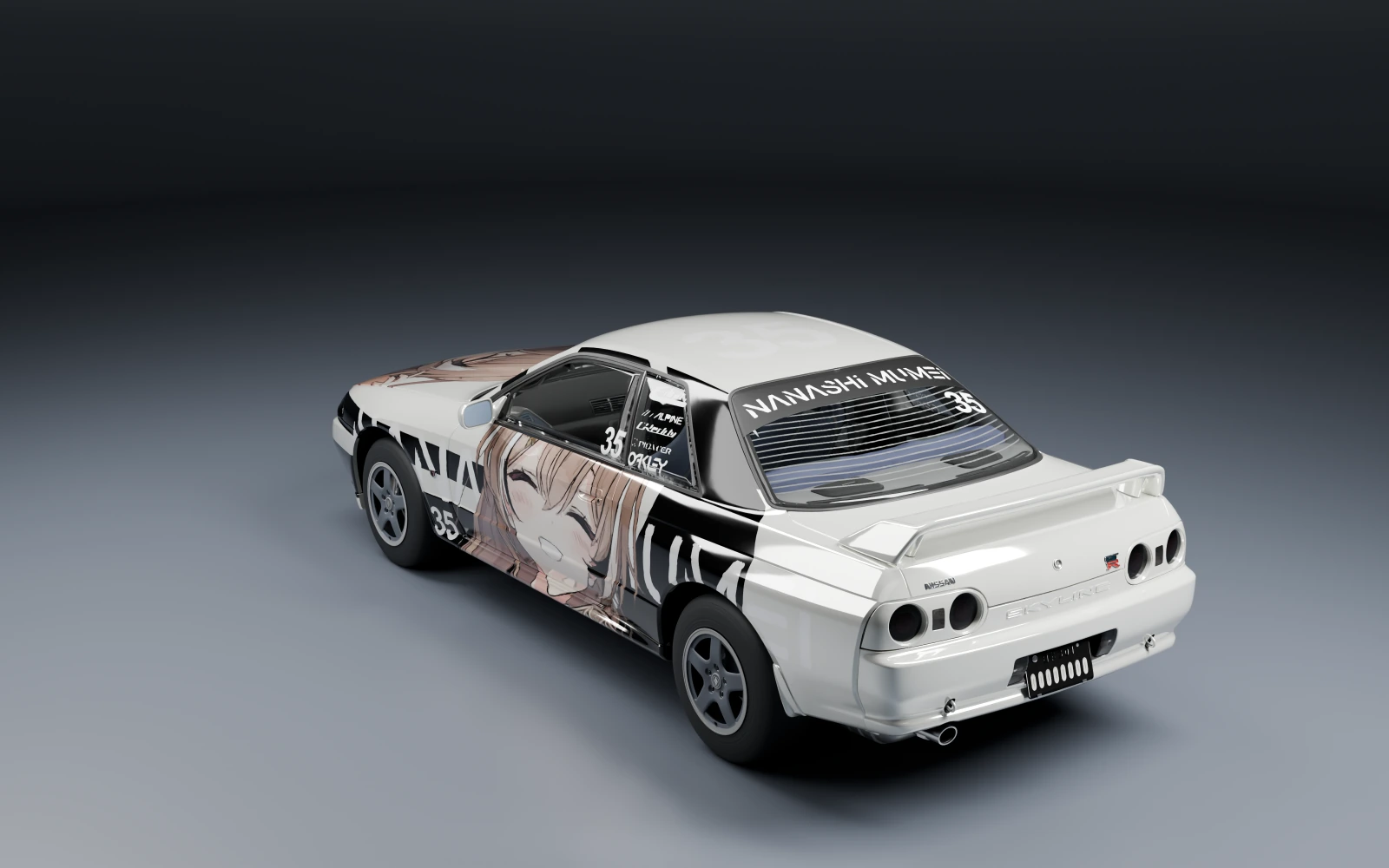 Nissan Skyline GT-R 1992 × 七詩ムメイ · リア斜め · スタジオ