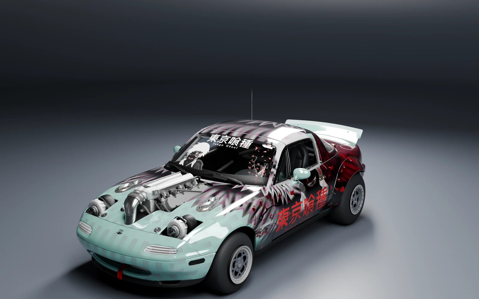 Mazda MX-5 Miata Forza Edition 1994 × Ken Kaneki · Front quarter · Studio