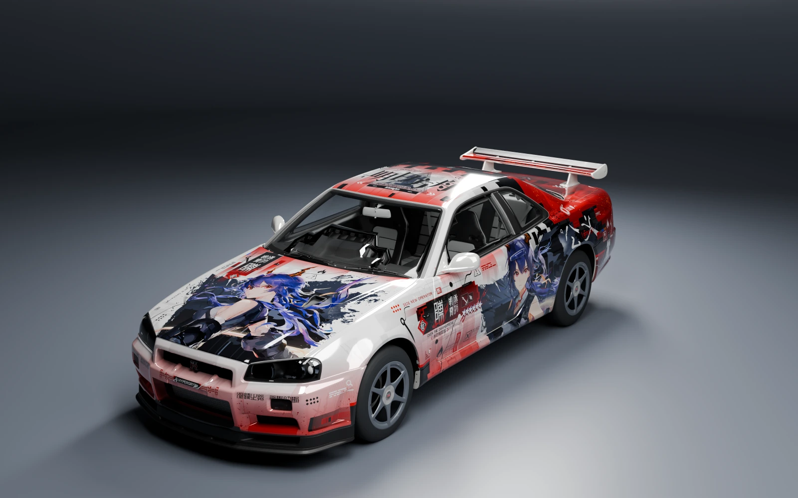 Nissan Skyline GT-R V-Spec II 2000 × チェン · フロント斜め · スタジオ