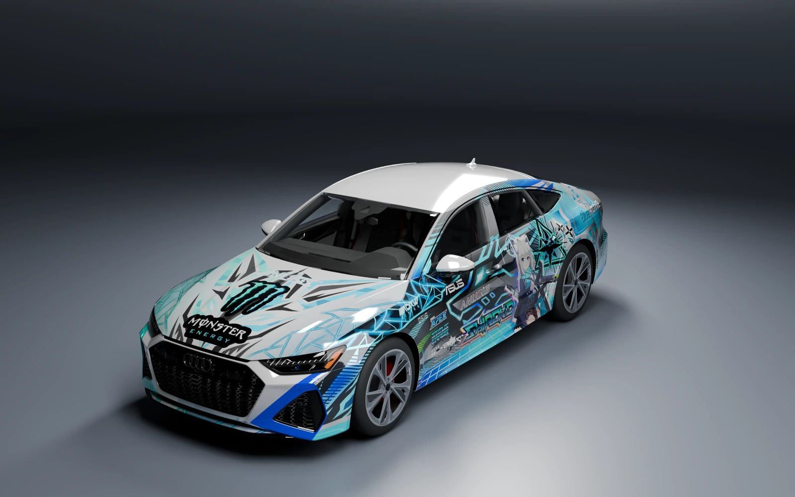 Audi RS 7 Sportback 2021 × 砂狼シロコ · フロント斜め · スタジオ