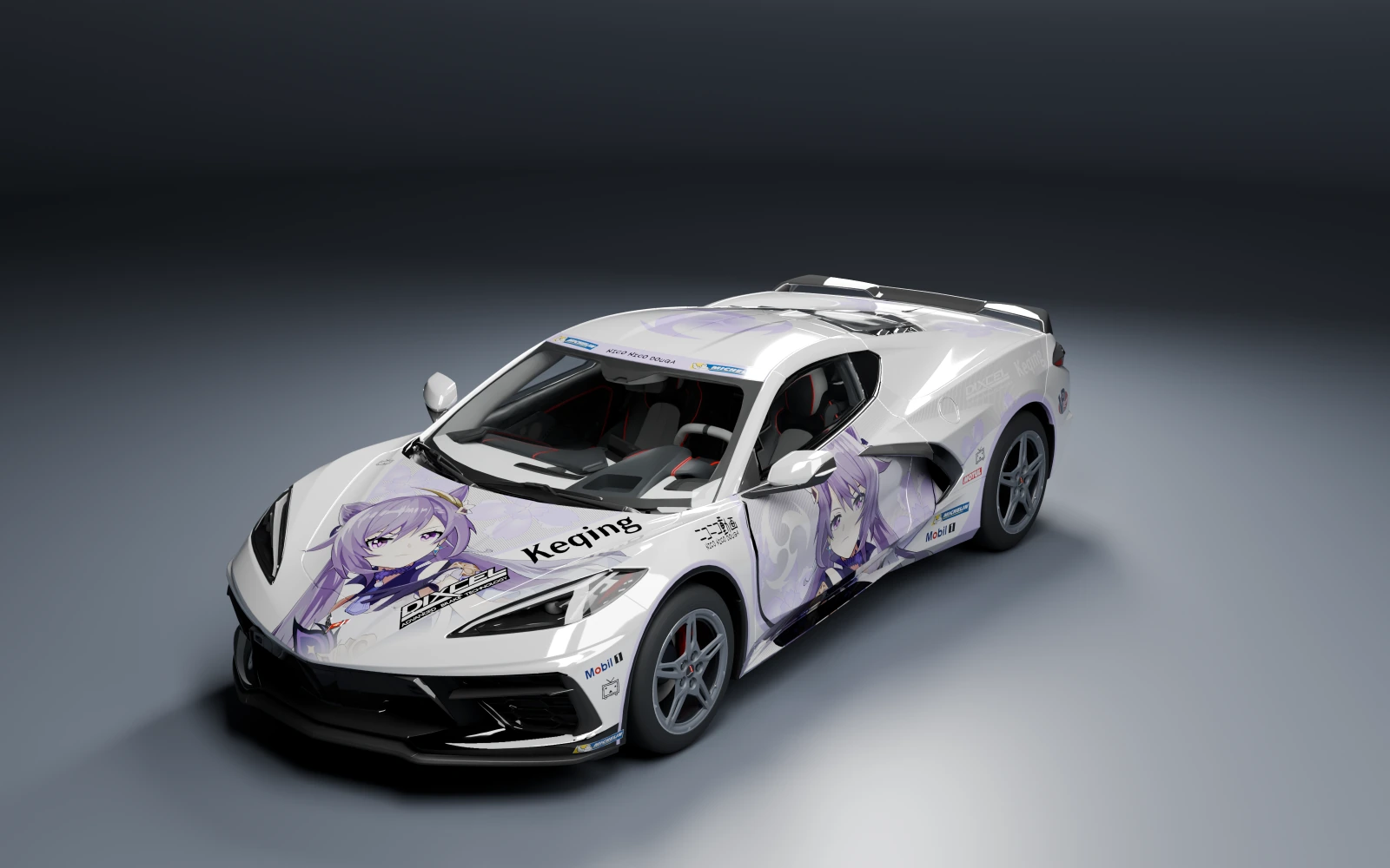 Chevrolet Corvette Stingray 2020 × Keqing · Front quarter · Studio