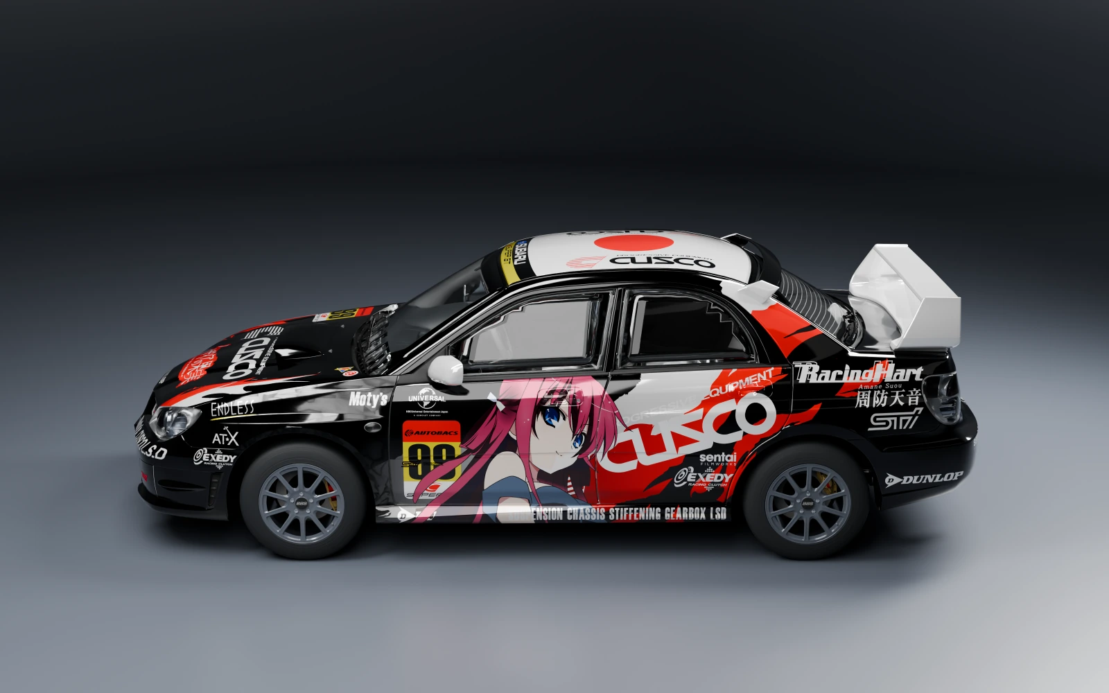 Subaru Impreza WRX STI 2005 × Amane Suou · Side profile · Studio