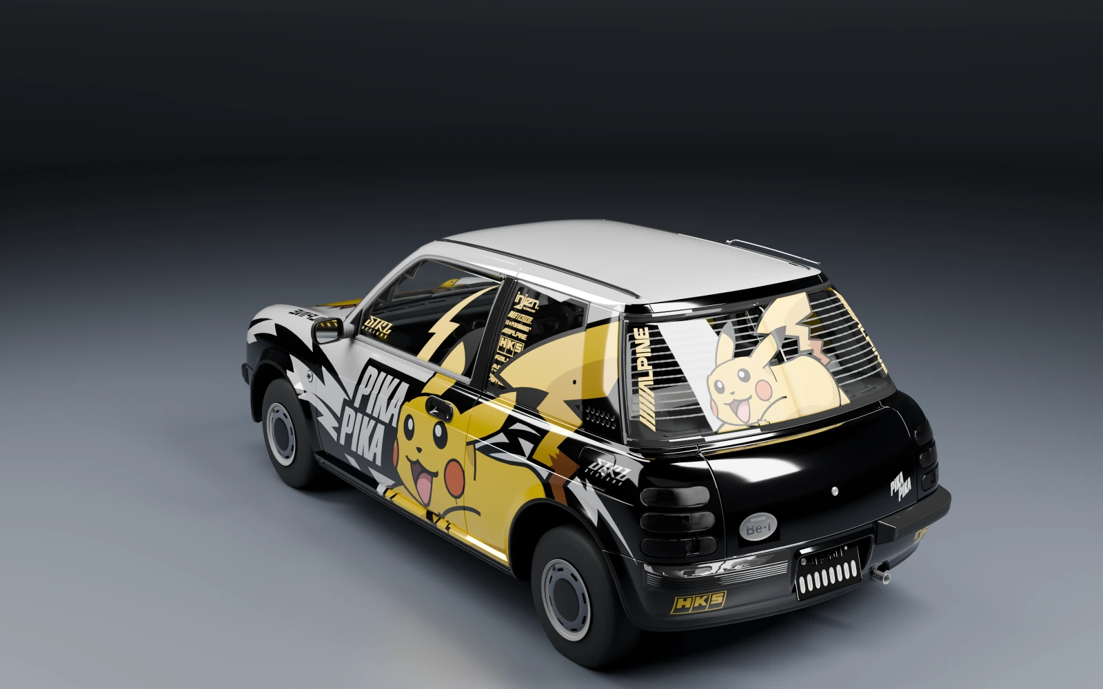 Nissan Be-1 1987 × ピカチュウ · リア斜め · スタジオ