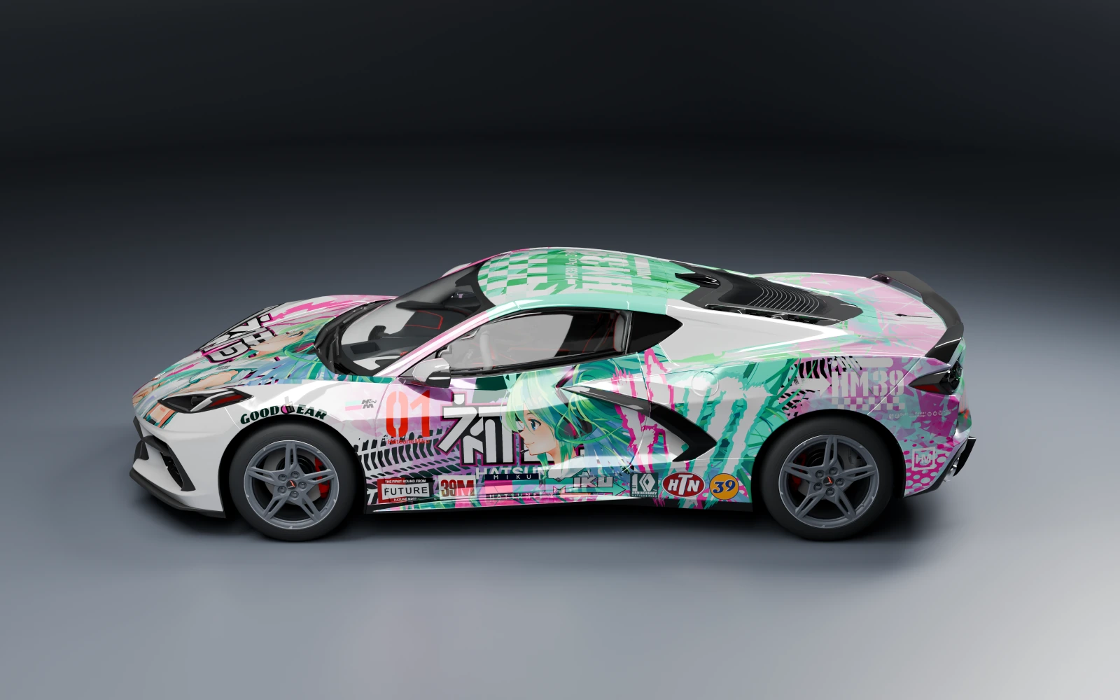 Chevrolet Corvette Stingray 2020 × 初音未来 · 侧面视角 · 棚拍