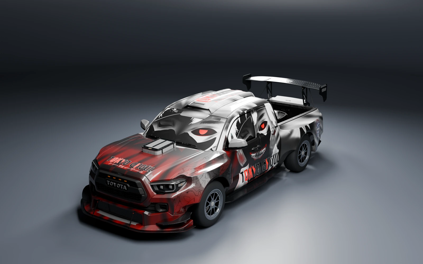 DeBerti Toyota Tacoma TRD 2019 × Ken Kaneki · Front quarter · Studio