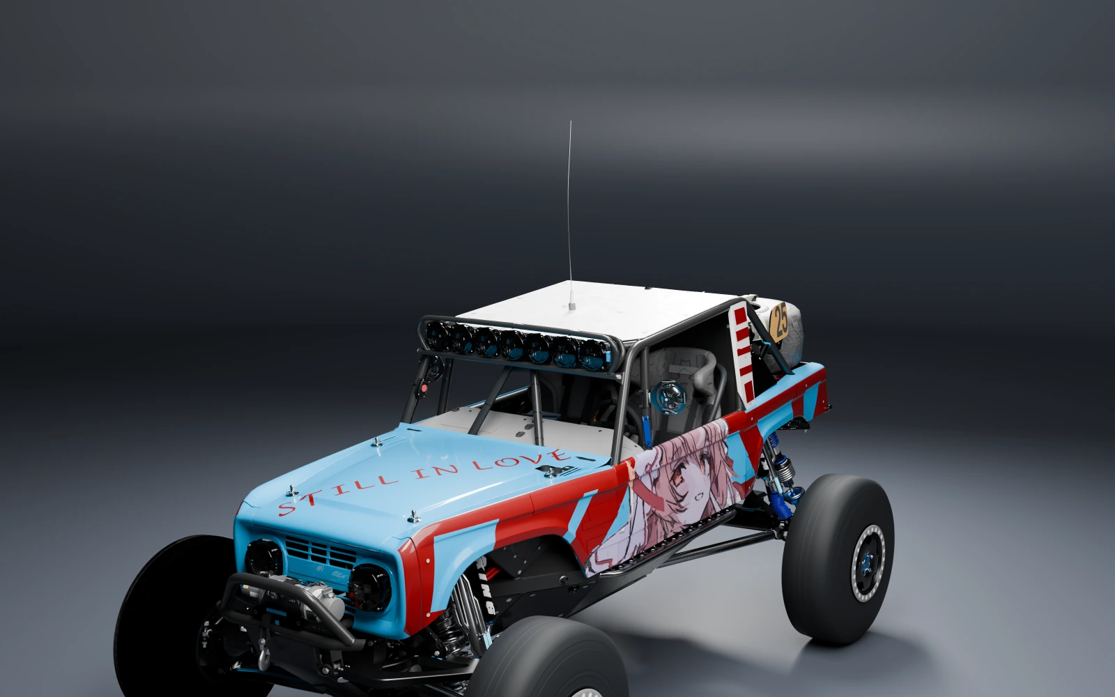 Ford #25 Brocky Ultra4 Bronco RTR 2017 × Still in Love · Front quarter · Studio