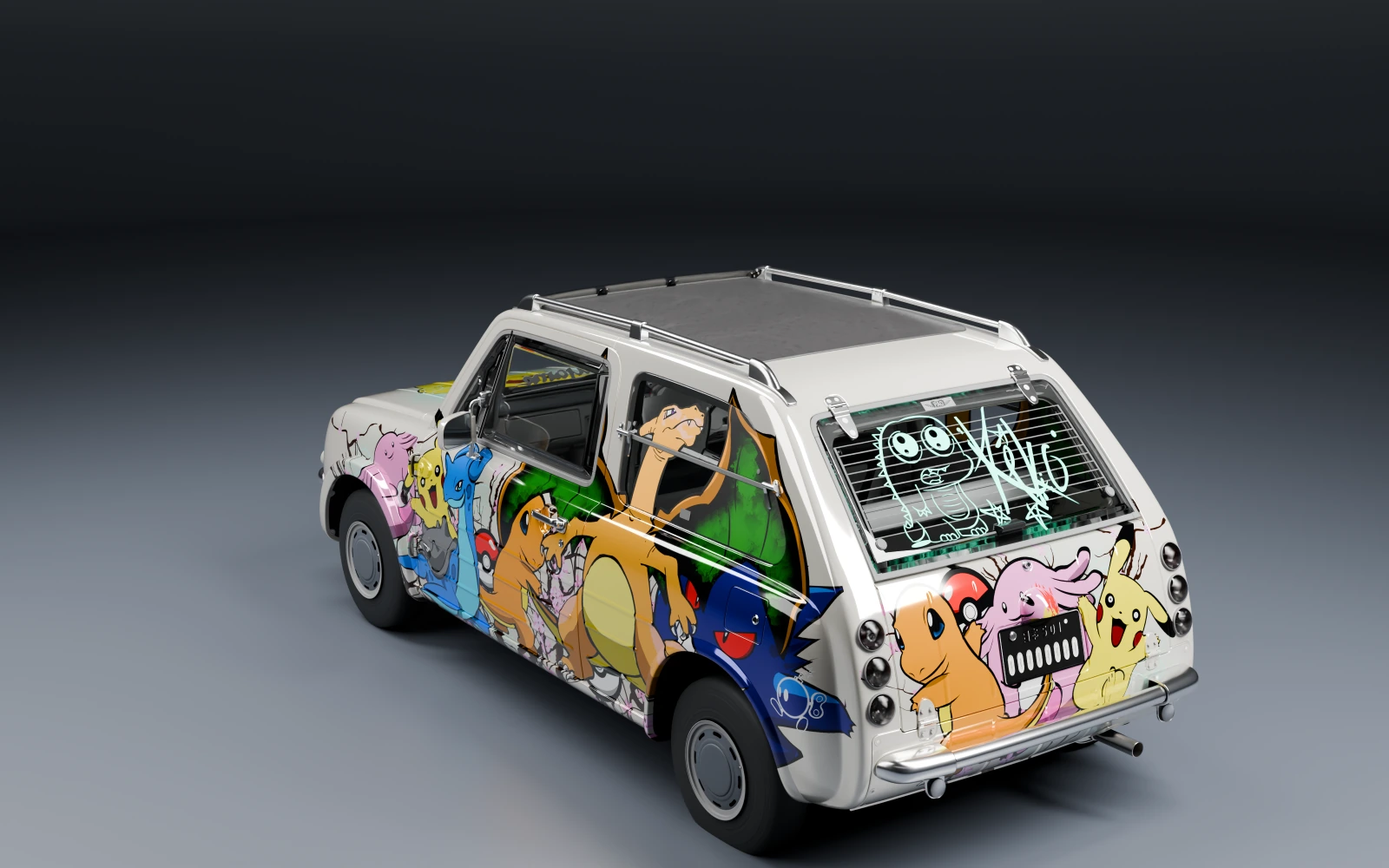 Nissan Pao 1989 × Pokémon · Rear quarter · Studio