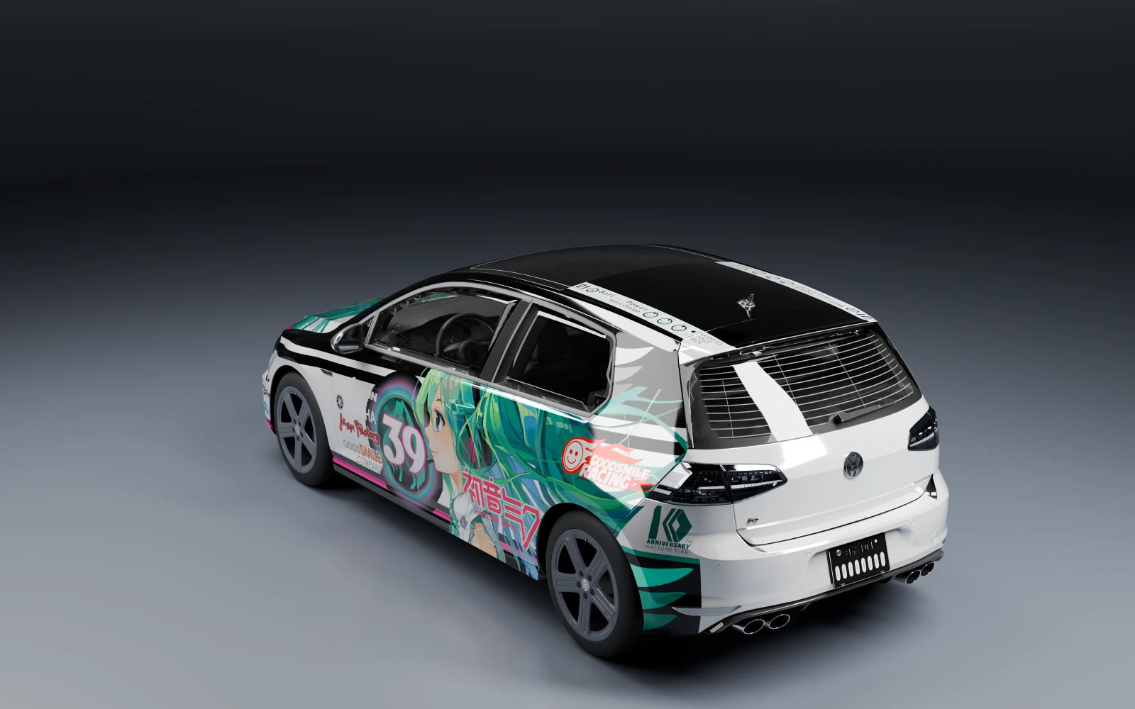 Volkswagen Golf R 2014 × 初音未来 · 后侧视角 · 棚拍