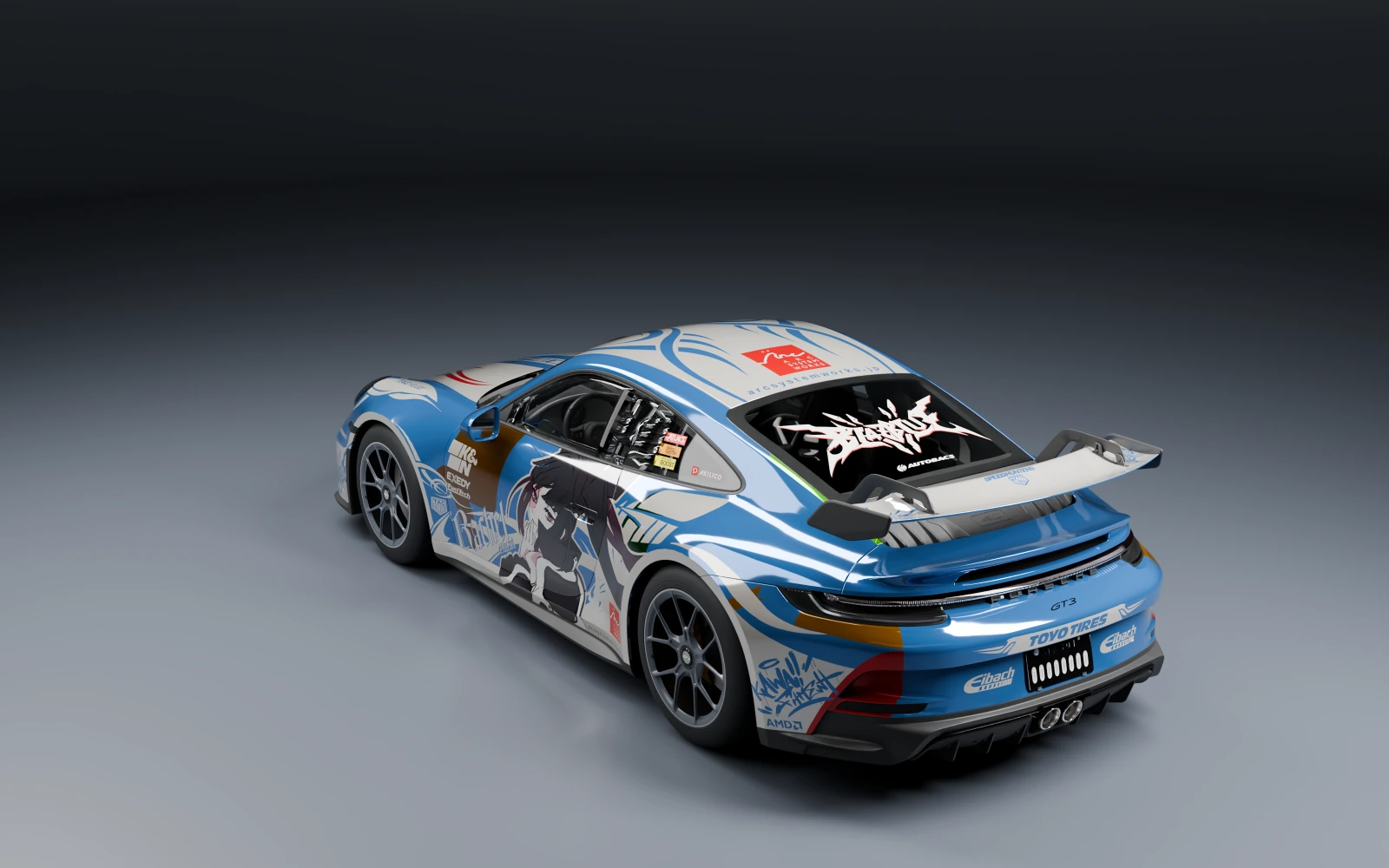 Porsche 911 GT3 2021 × 蕾切尔·阿尔卡德 · 后侧视角 · 棚拍