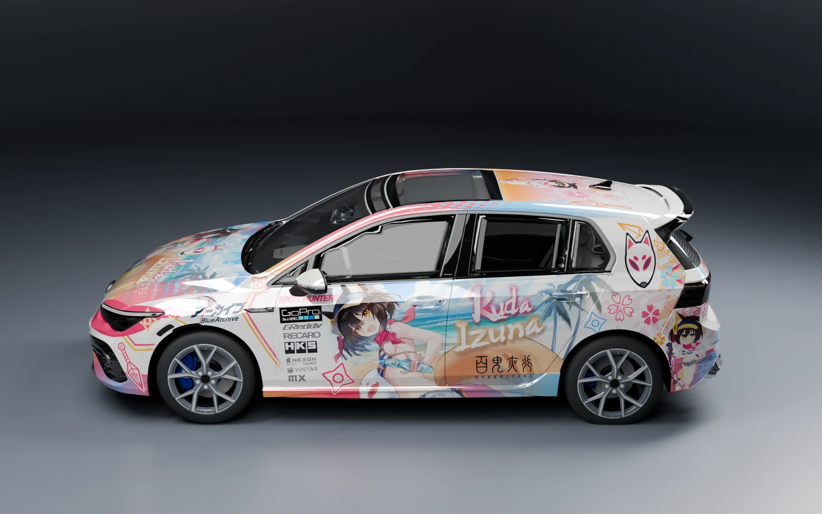 Volkswagen Golf R 2022 × 久田泉奈 · 侧面视角 · 棚拍