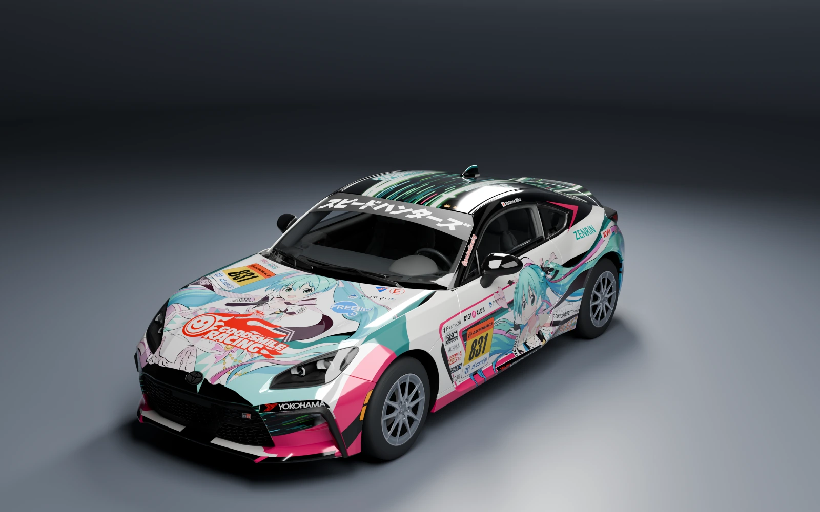 Toyota GR86 2022 × 初音ミク · フロント斜め · スタジオ